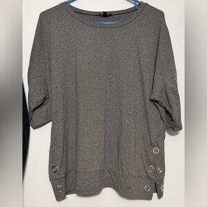 AUW Charcoal Short Sleeve Top with Grommet Details